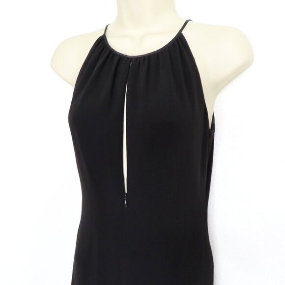 Tahari Womens 2 Zipper Keyhole Front Solid Black Sleeveless Sheath Dress Gown - Picture 2 of 10